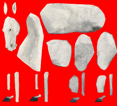 Horse in parts for cutout animation