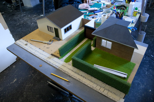 Model set of suburb street